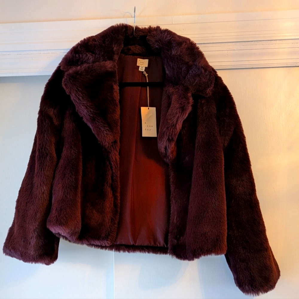 A New Day Purple Faux Fur Coat